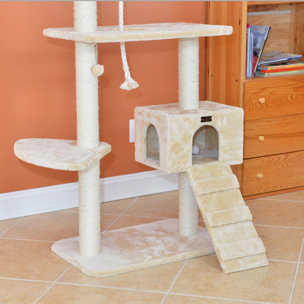 Alt View 2. Armarkat - Natural Sisal Real Wood Scratching Cat Tree 58 Height Beige - Beige.