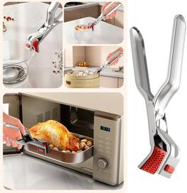 Auledio - One stainless steel hot plate clip - scald-proof - multi-purpose clip, suitable for oven and tableware - Silver