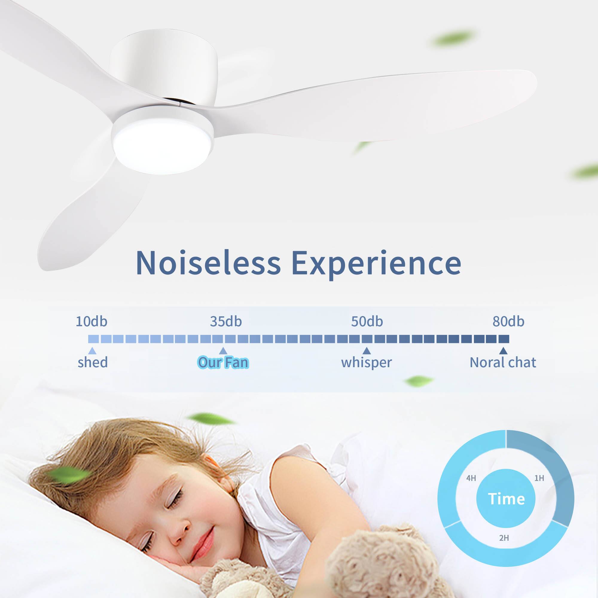 Noiseless Experience

10db - shed  
35db - Our Fan  
50db - whisper  
80db - Normal chat  

Time  
2H  
1H  
4H