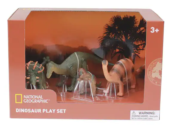 NATIONAL GEOGRAPHIC DINOSAUR PLAY SET
3+
WARNING: CHOKING HAZARD - Small parts. Not for children under 3 years.
