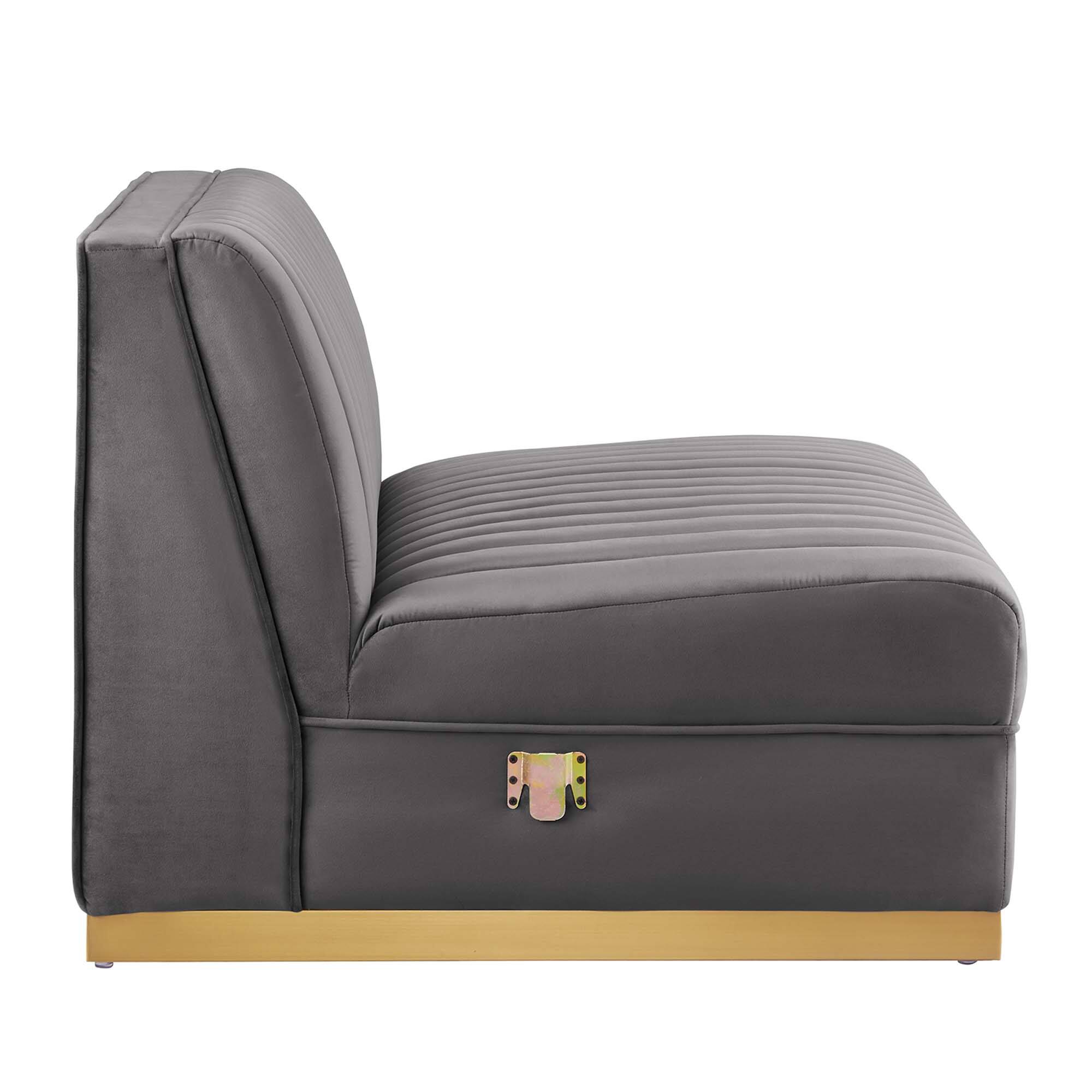 Alt View 1. Modway - Sanguine Channel Tufted Performance Velvet 4-Seat Modular Sectional Sofa by Modway - Gray.