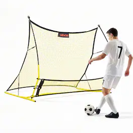 VEVOR - Soccer Rebounder Net, 2-in-1 Soccer Goal Rebounder, Thickened Fiberglass Poles Iron Pipe for Team Solo Control - Yellow