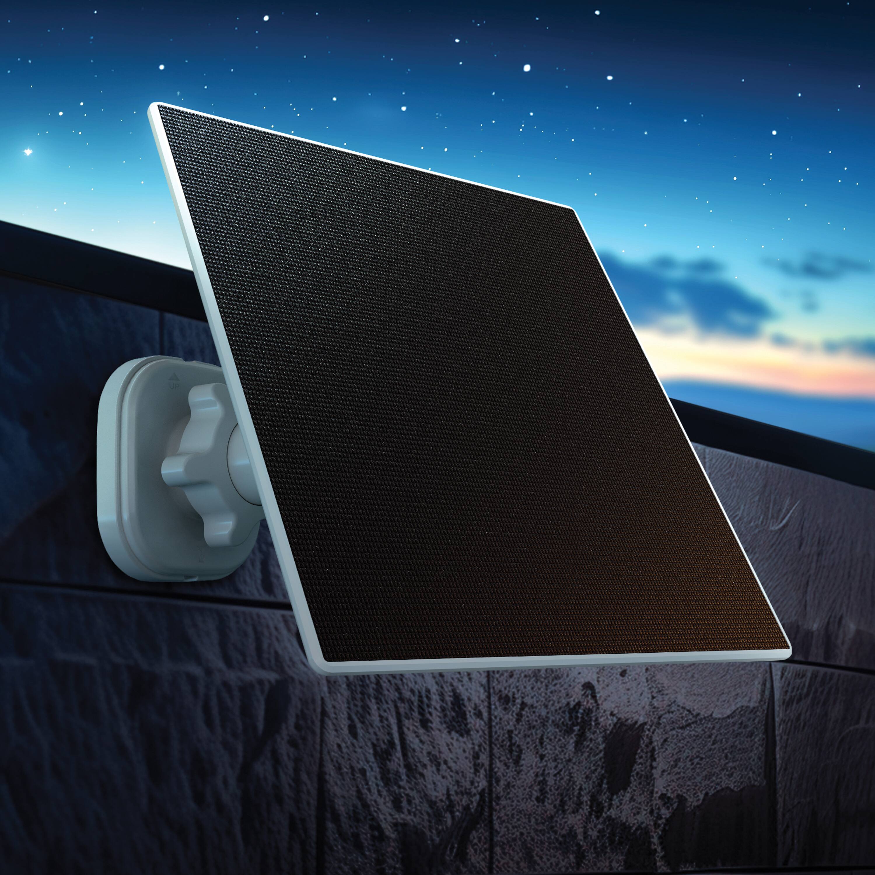 Left. Night Owl - Solar Panel Charger for USB-C Battery Cameras - Black/White.