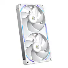 Front. NZXT - NZXT-F280X Performance Fan - 280mm Single-Frame Case Fan w/ 2 x 140mm PWM RGB Computer Case Fans with LCP Frame & Blades - White.