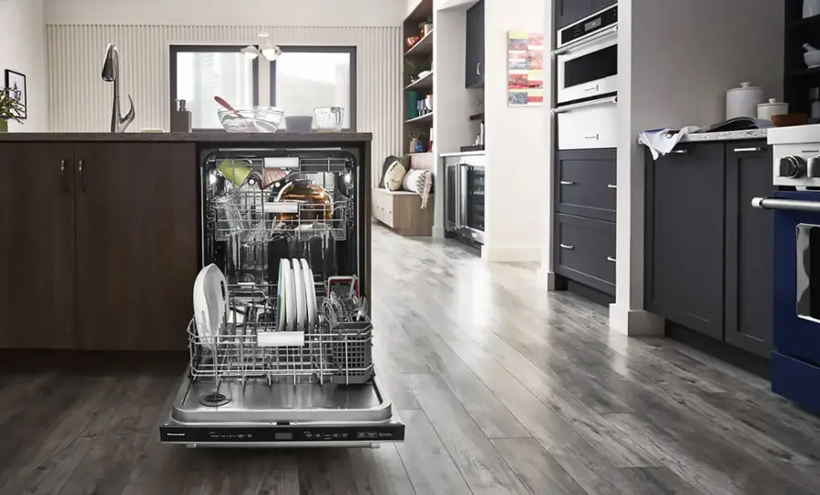 Alt View 30. KitchenAid - 24" Top Control Built-In Stainless Steel Tub Dishwasher with 3rd Rack, FreeFlex and LED Interior Lighting, 44 dBA - Stainless Steel.