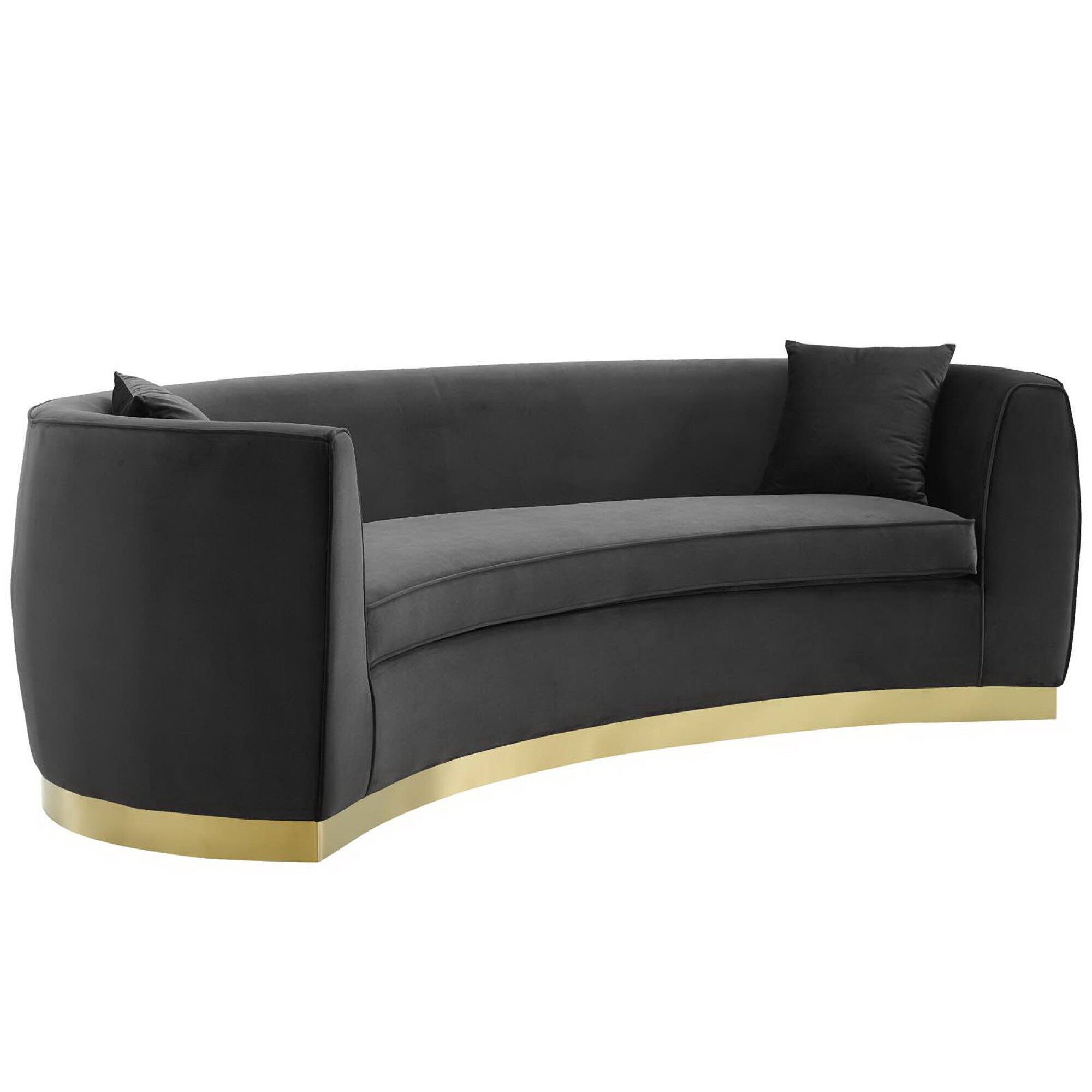 Angle. Modway - Resolute Curved Performance Velvet Sofa by Modway - Black.