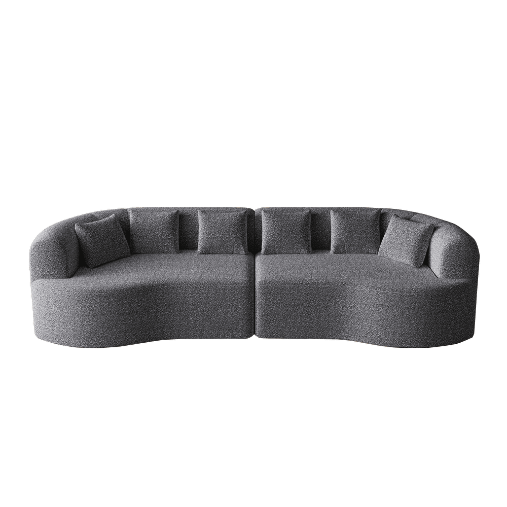 Alt View 9. Kadyn - 106.3" Curved Sectional Sofa, Boneless Cloud Design with 6 Pillows and Memory Foam Seating, Grey - Gray.