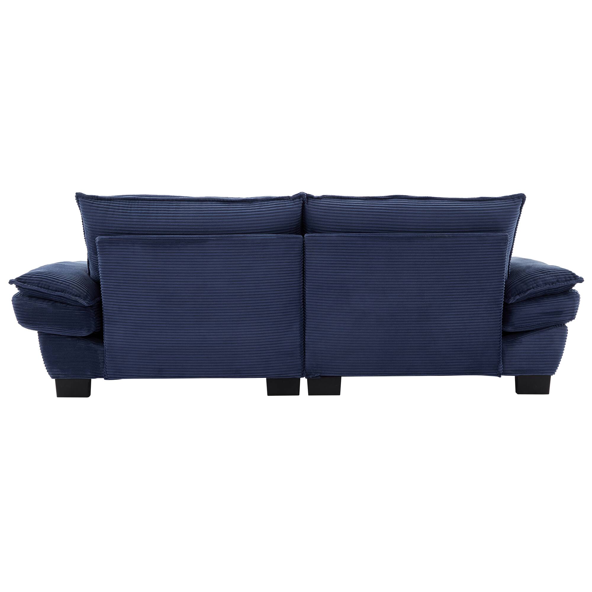 Alt View 2. Tiramisubest - Corduroy Couch Loveseat Sofa with Pillows,Comfy Upholstered Deep Seat Sofa for Bedroom,Living Room,Office-Blue - Blue.