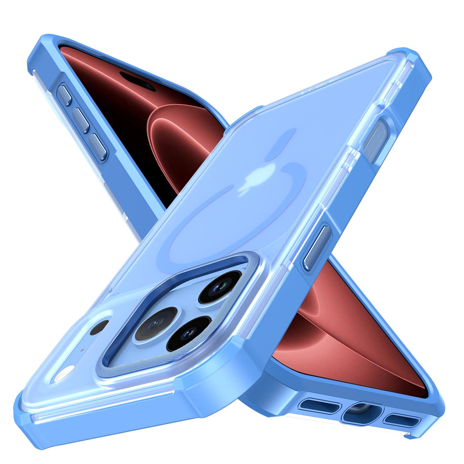 Angle. UUCOVER - Magnetic Matte Case for Apple iPhone 18 Pro, Compatible with MagSafe, Drop Protection Shockproof Translucent Slim Cover - Lightblue.
