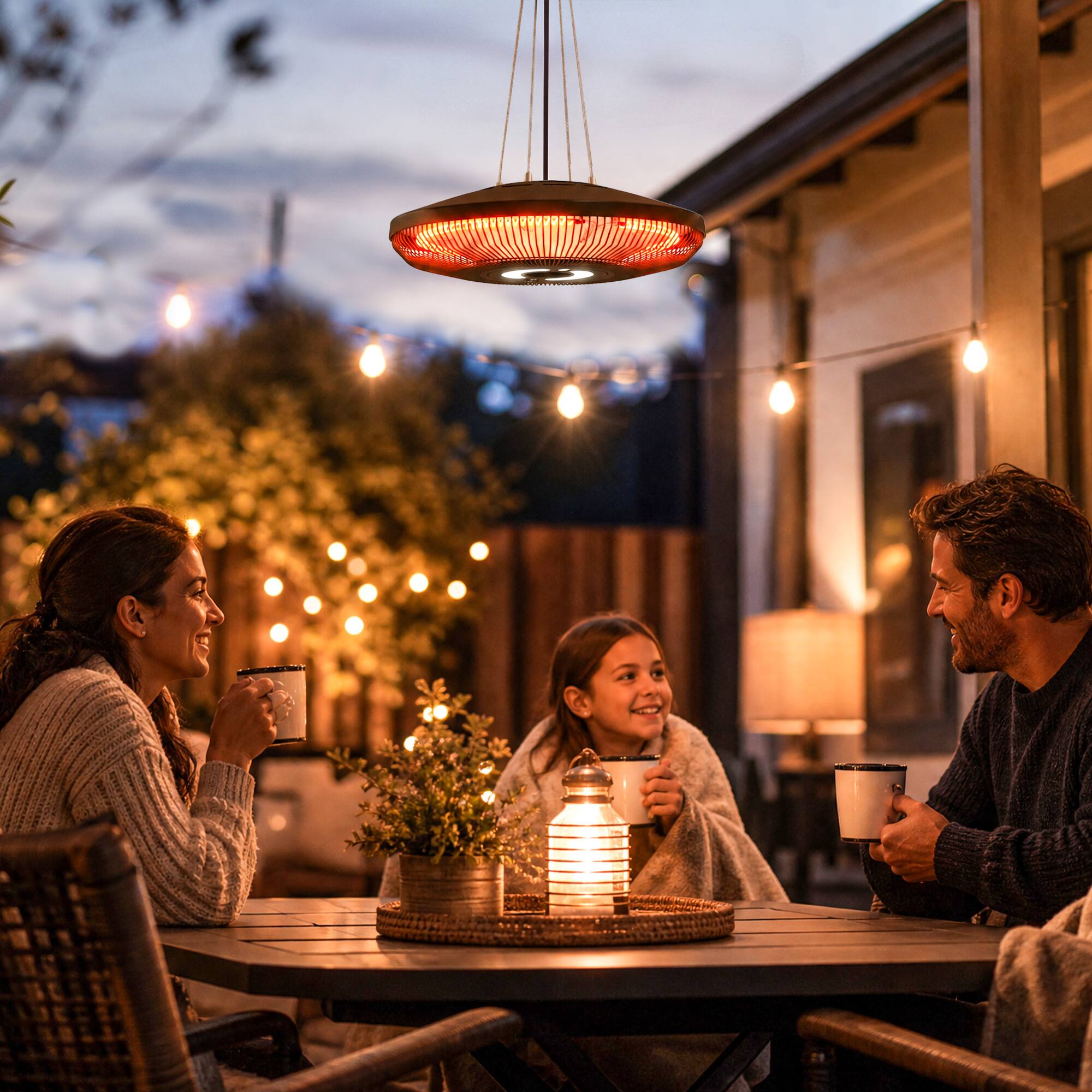 Alt View 7. Outsunny - Hanging Patio Heater with LED Light - Black.