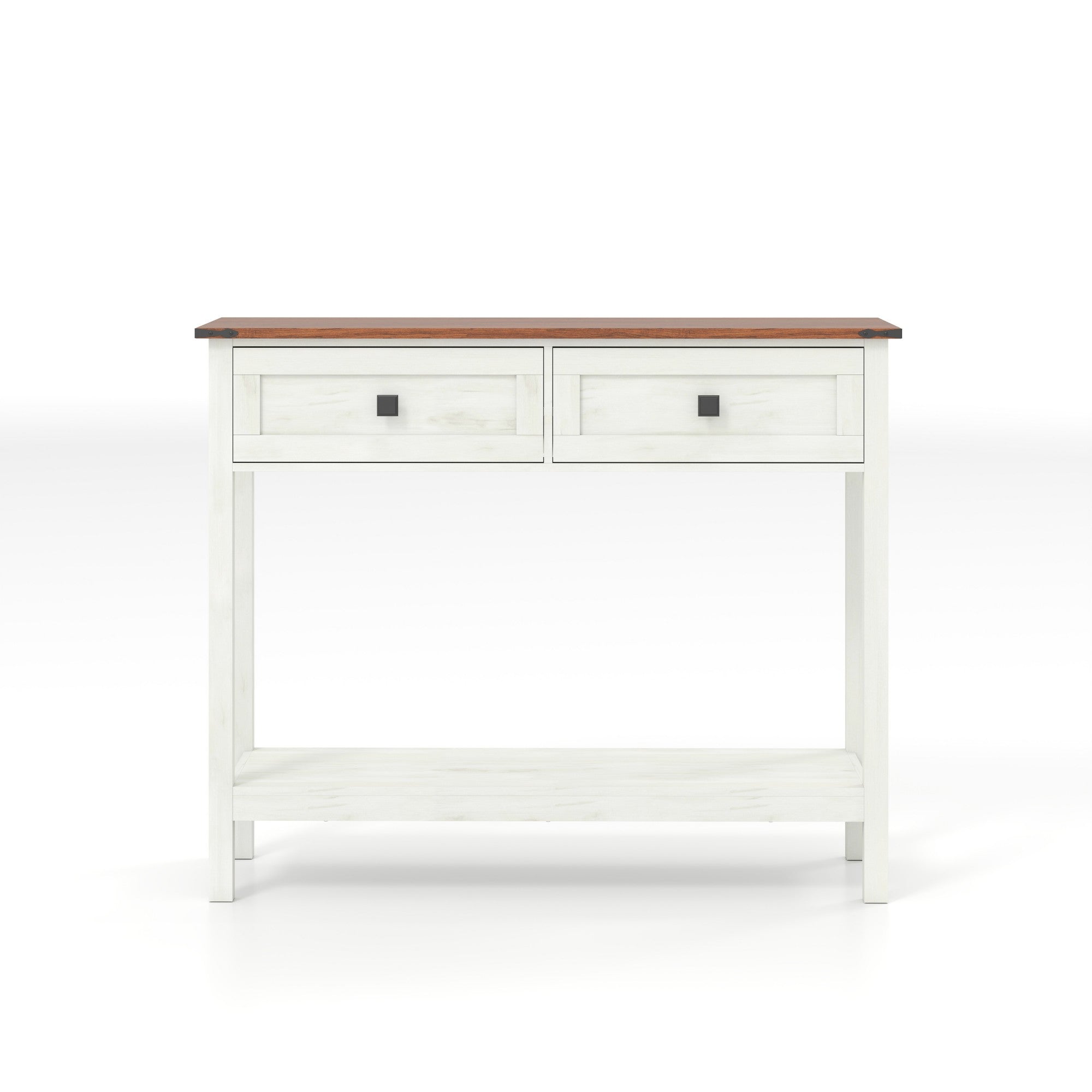 Angle. Boyel Living - 39.37 in Farmhouse Console Table with 2 Drawers and Bottom Shelf Antique White - Antique White.