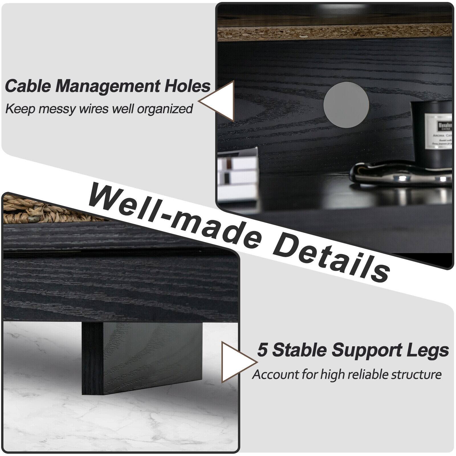Cable Management Holes Keep messy wires well organized

Well-made Details

5 Stable Support Legs Account for high reliable structure