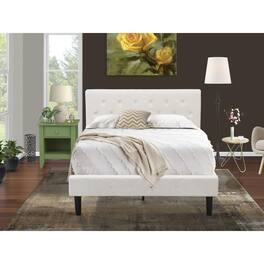 East West Furniture - NL19F-1GA12 2 Pc Full Bed Set - 1 Full Bed Fabric Headboard and 1 Bedroom Nightstand - Clover Green Finish - White Velvet