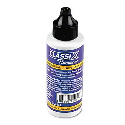 CLASSIX
by Xstamper
Refill Ink - Encre de rechargement
For use with all Xstamper stamping pads and rubber stamps
59.18ml - 2.02 fl oz
Color: Black - Noir
32507 40712 59.18ml