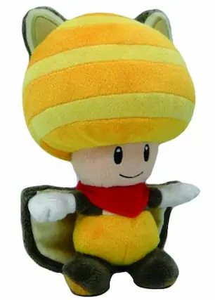 Front. Little Buddy - Super Mario Bros Flying Squirrel Yellow Toad 8" Plush Doll - Yellow.