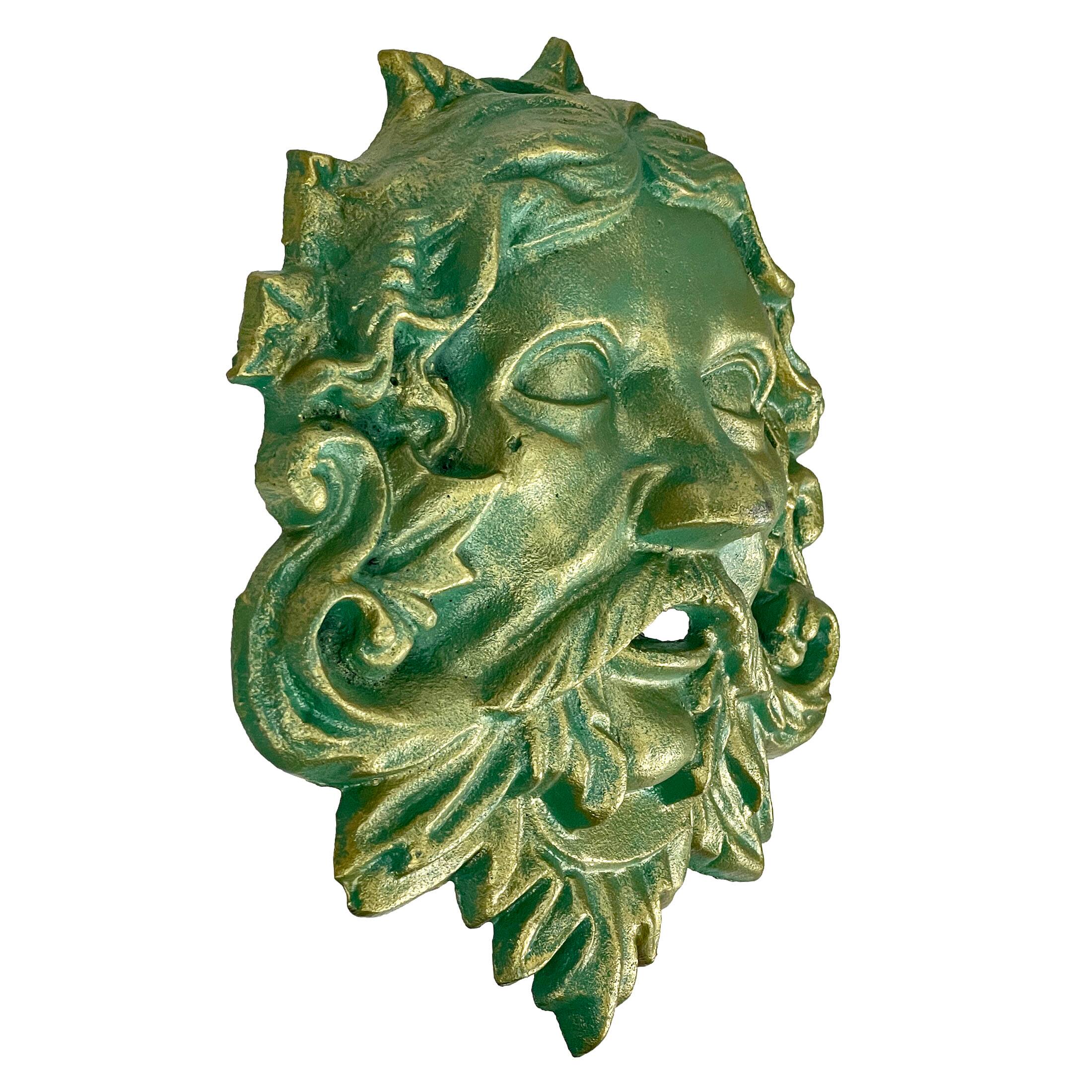Alt View 1. Zeckos - Cast Iron Celtic Green Man Wall Hanging Antiqued Verdigris Green Finish - Green.