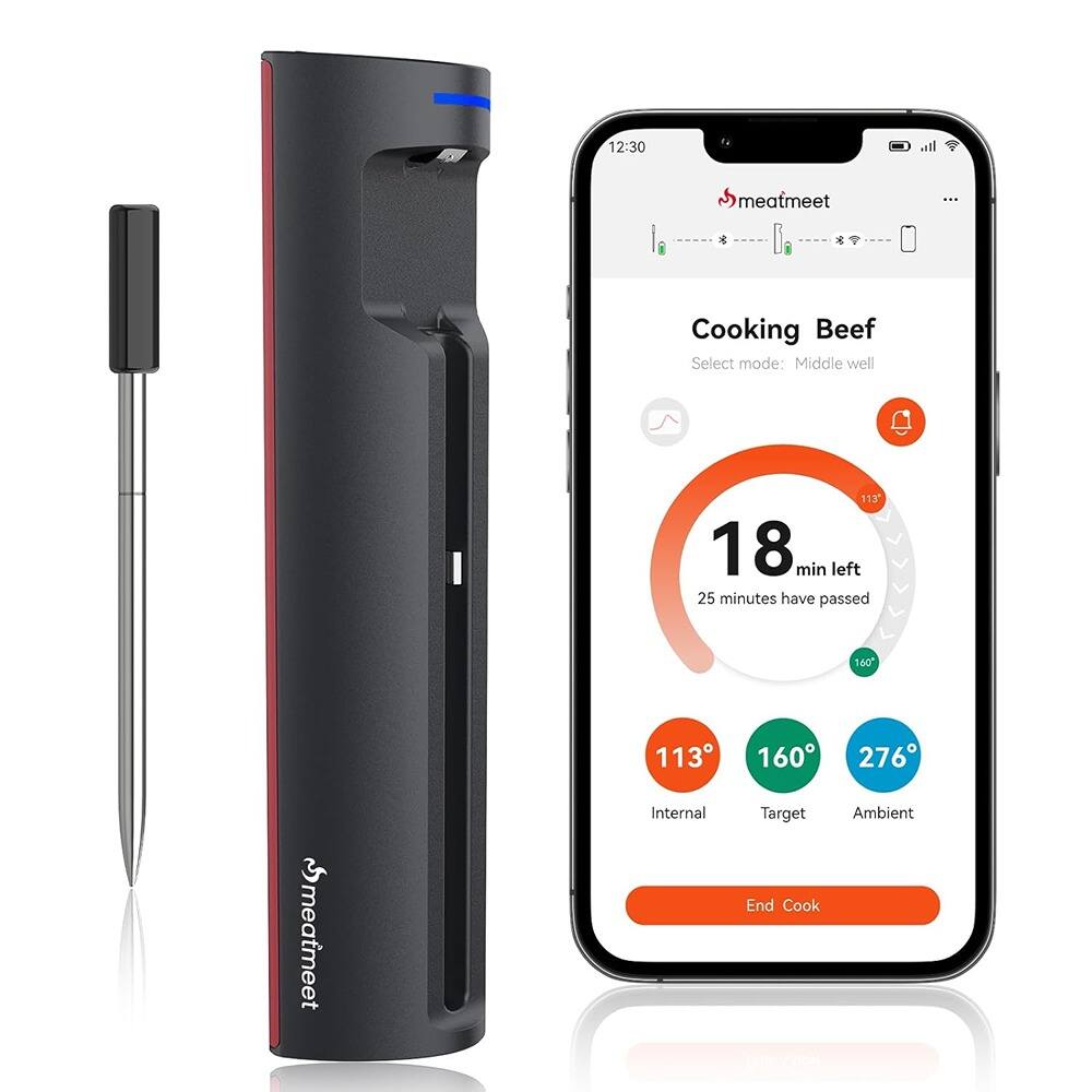 PARKER SLATER - Pro Smart WiFi Meat Thermometer - Ultra-Thin Probe, Remote Monitoring, for BBQ & Oven