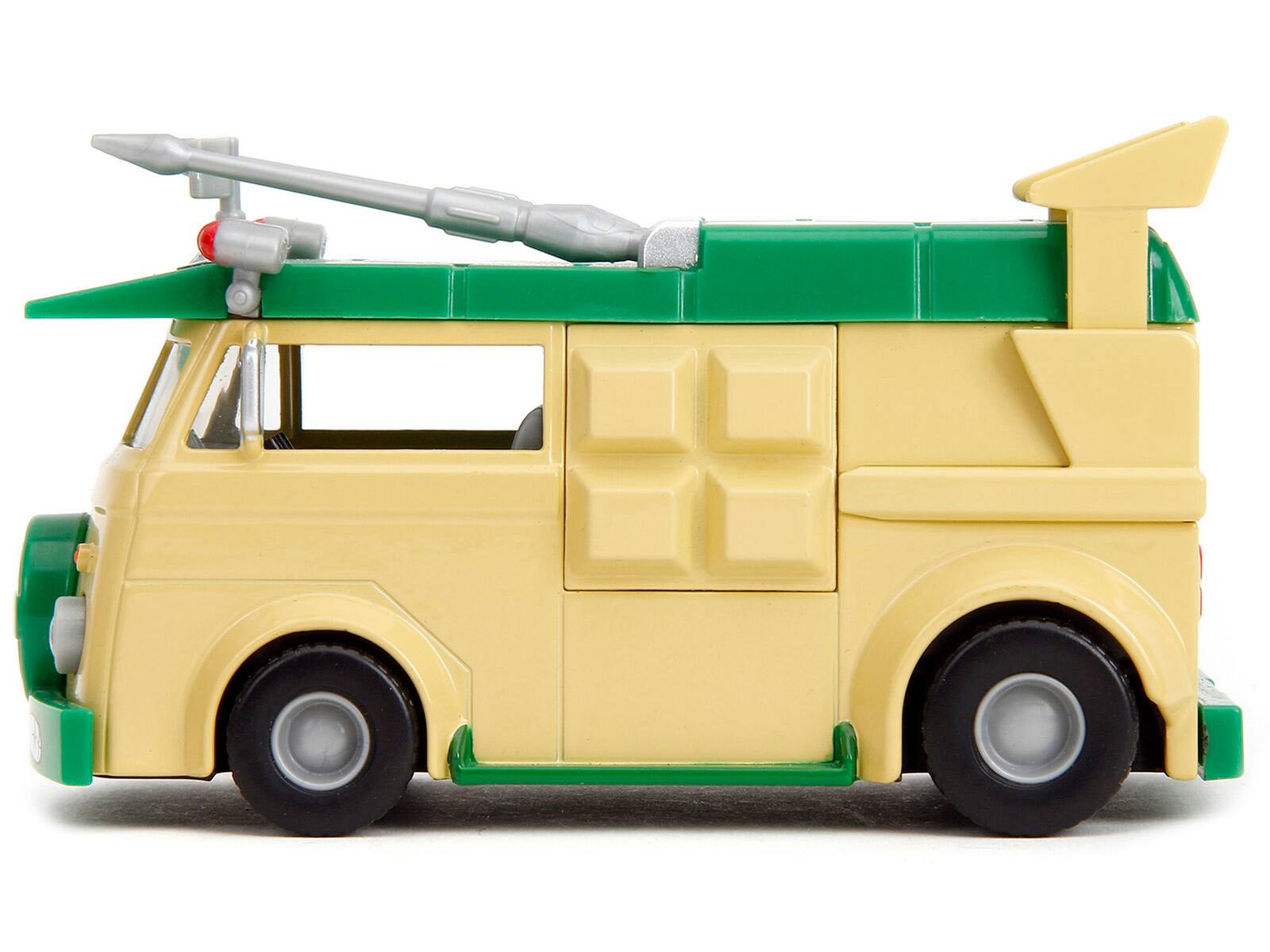 Left. Jada - Party Wagon Green and Beige "Teenage Mutant Ninja Turtles" "Hollywood Rides" Series Diecast Model Car by Jada - Green And Beige.