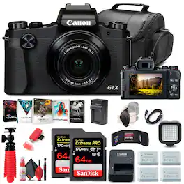 Canon - PowerShot G1 X Mark III Digital Camera (2208C001) + 2 x 64GB Cards + More (International Version)
