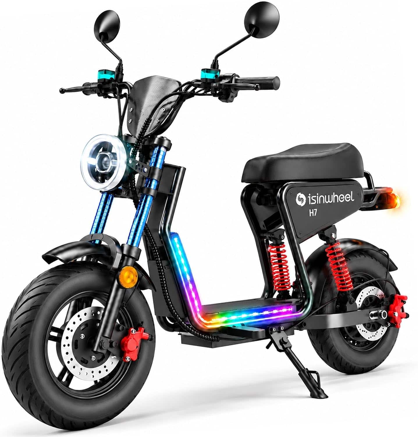 Isinwheel - H7 Commuting Electric Scooter with Seat for Adults(1500W Motor , 20MPH Top speed , 43Mlies Range) - Black