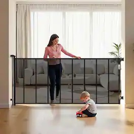 VEVOR - Retractable Baby Gate, Extends to 163.3 inch Extra Wide, 39 inch Tall, with Reinforced Fiberglass Strips