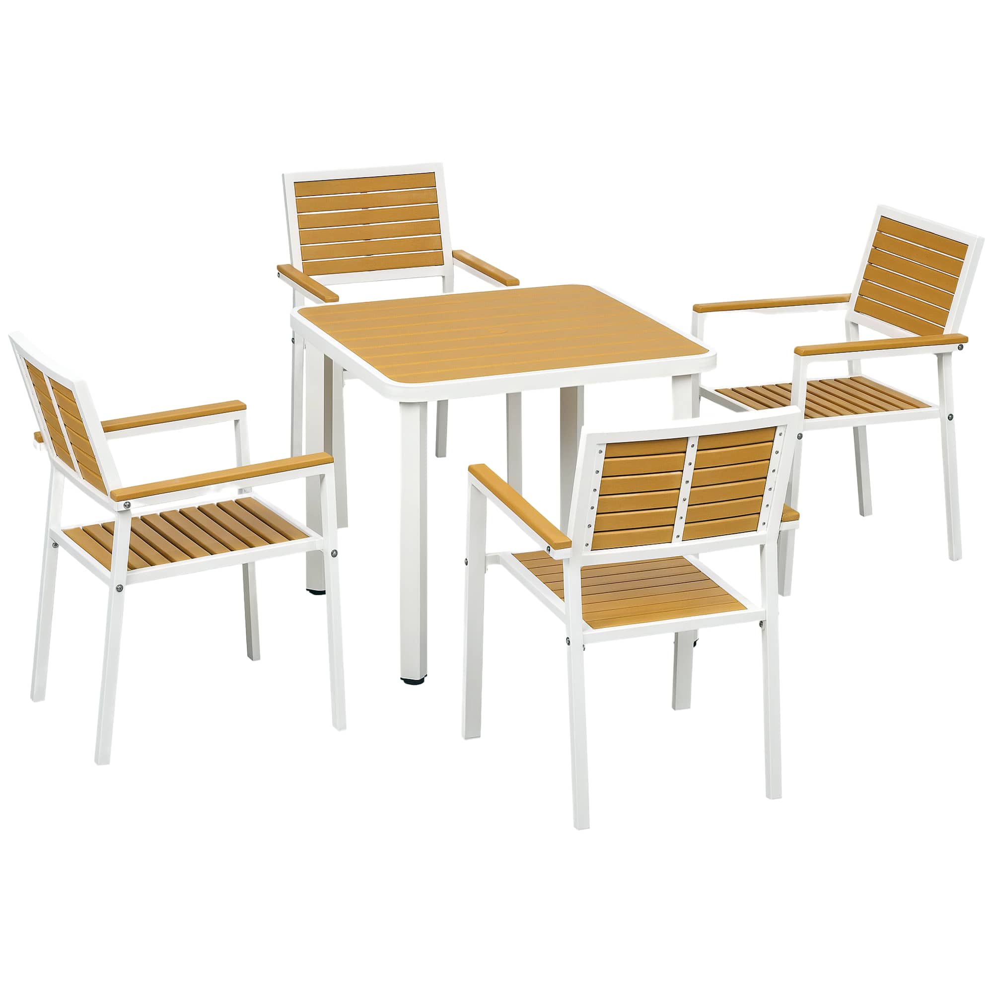Outsunny - Patio Table and Chairs Set, Aluminum Patio Dining Set w/ HDPE Materials - Yellow