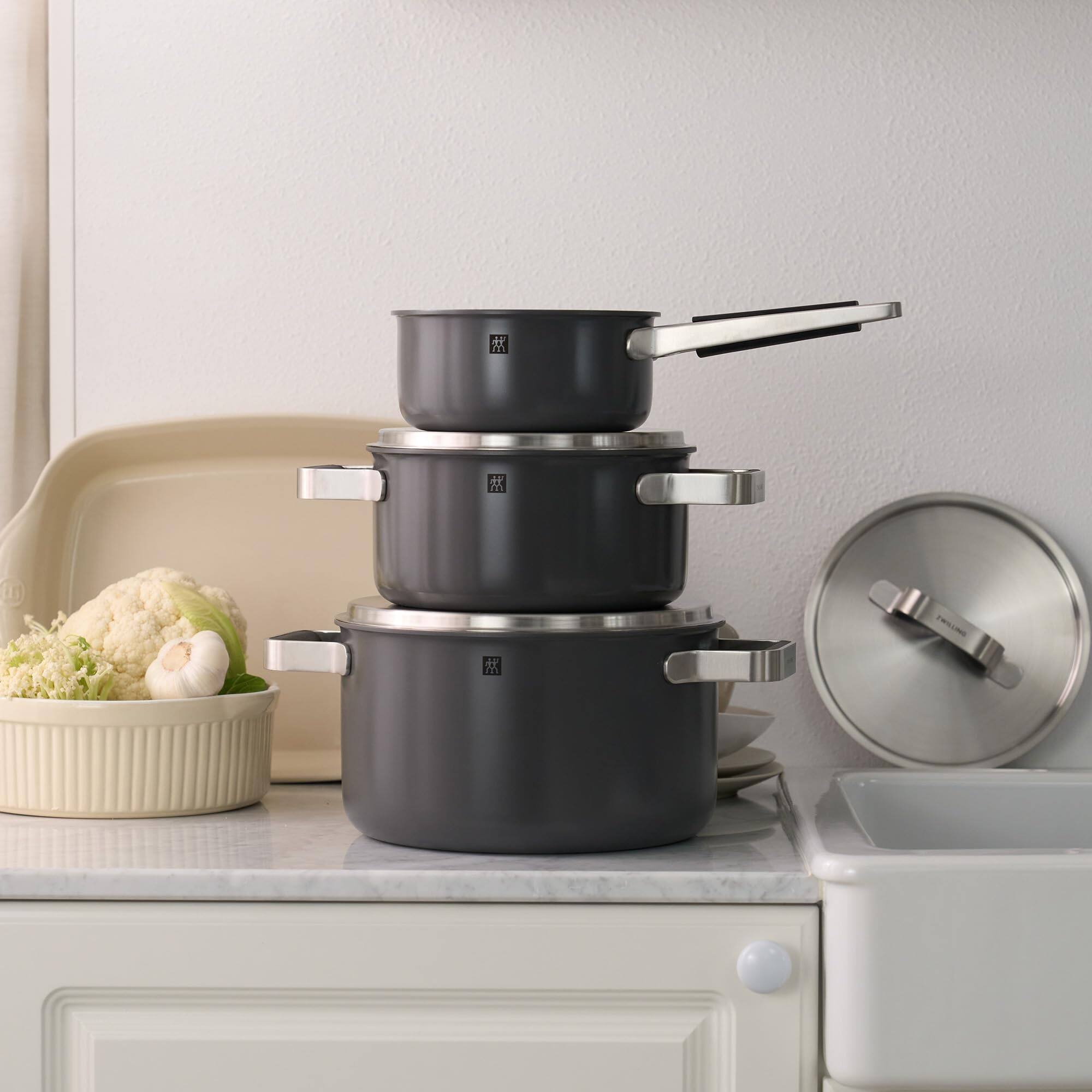 Alt View 2. ZWILLING - 6 Piece Stainless Steel Cookware Set 1030828 - Gray.