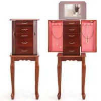 Costway - Jewelry Cabinet Storage Chest Stand Organizer Wood Box for Home - Walnut - Front_Zoom