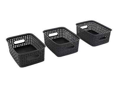 Alt View 2. Advantus - Advantus Weave Plastic Bins, Black, 3/Pack (AVT40326) - Black.