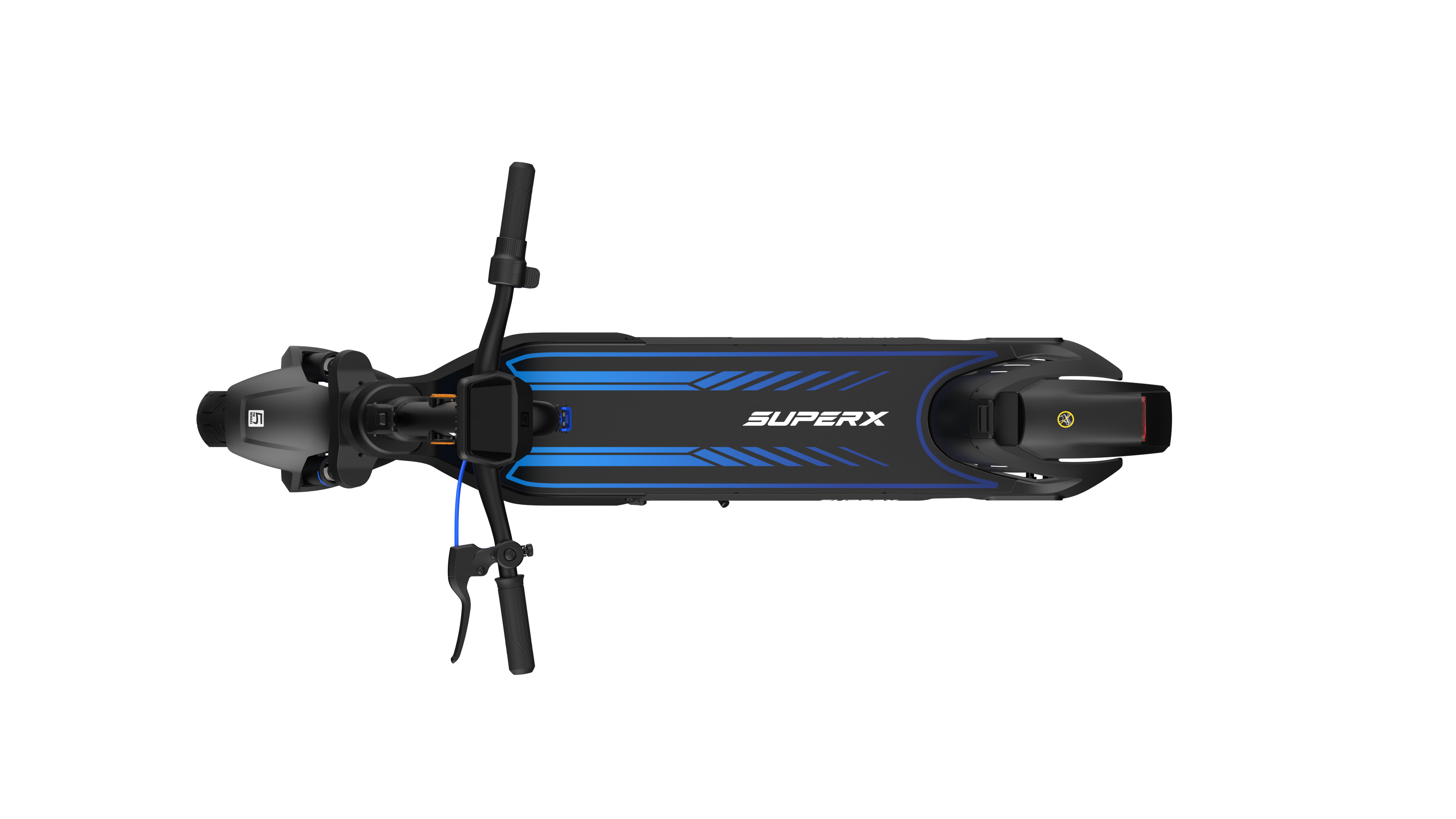 Back. 5th Wheel - SUPERX Foldable Electric Scooter w/ 25 mi Max Range and 20 mph Max Speed - Black.