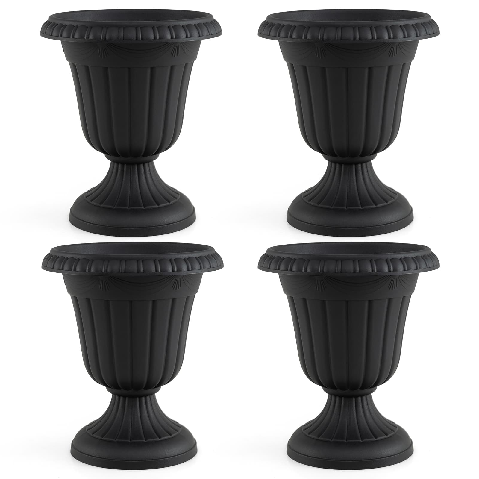 Costway - 18 inch Tall Vintage Planters Set of 4 with Pedestal Base & Pre-marked Drain Hole - Black price history on PriceWatchPro
