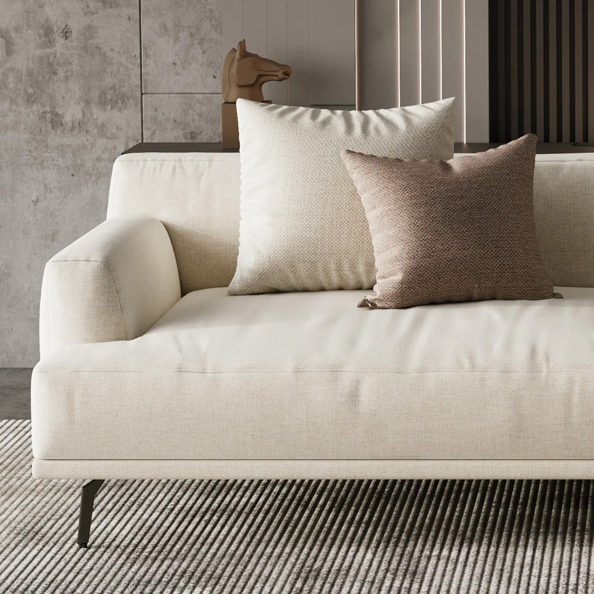 Alt View 4. luck idea - 82.6" Breathable Cotton-Linen Fabric Sofa, Solid Wood Frame, High-Elastic Sponge Seat Cushion - Light Beige.