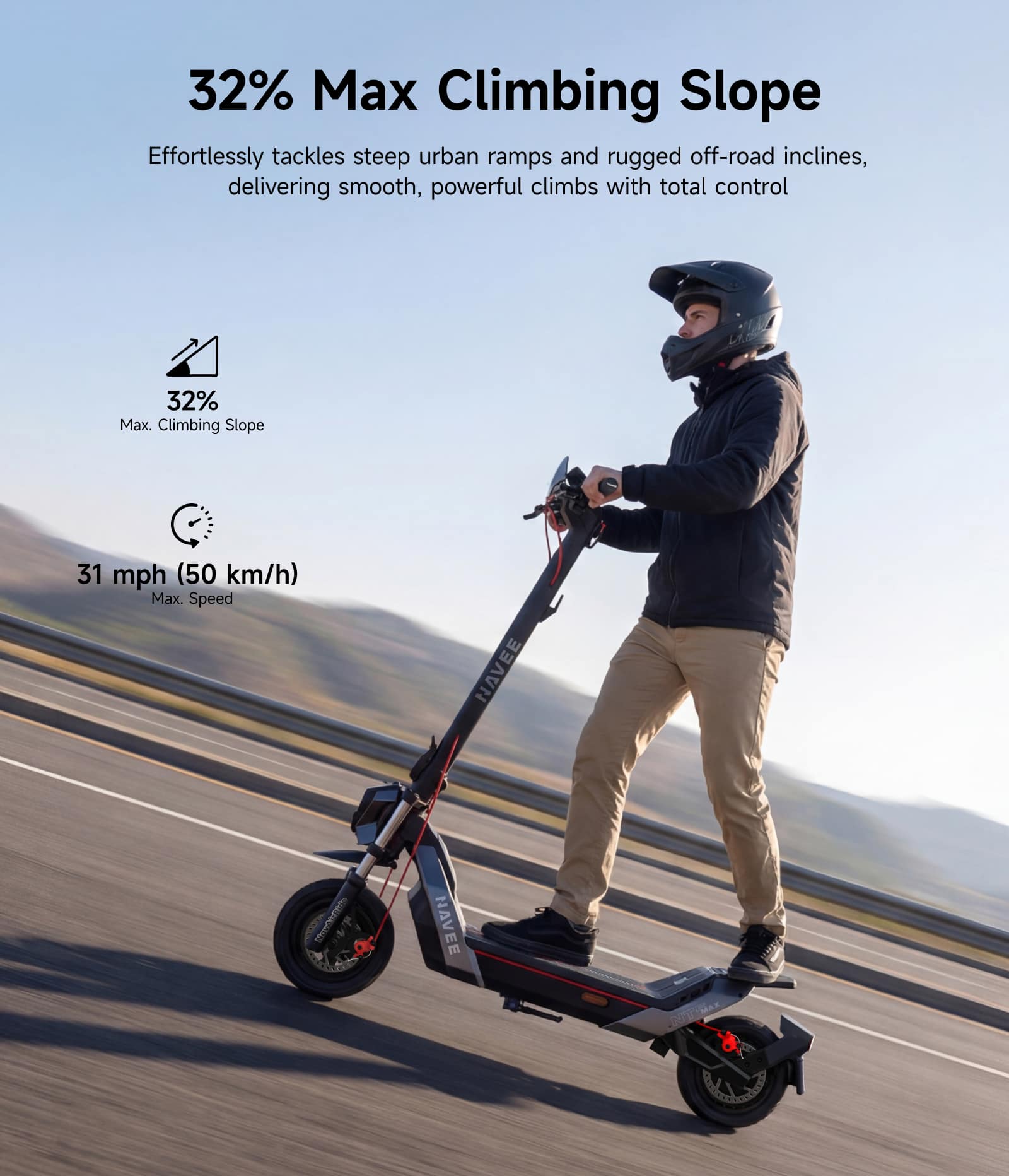 NAVEE NT5 Max Electric Scooter, 51.6 mi Max Range, 31 MPH Max
