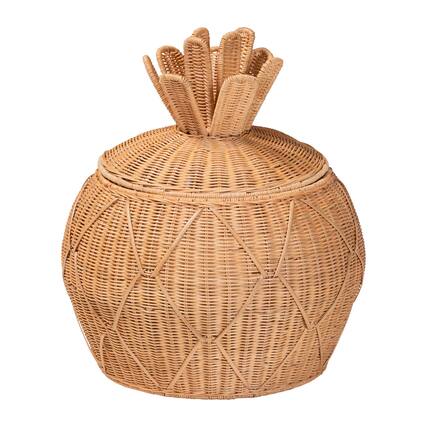 Front. bali & pari - Pelham Natural Rattan Laundry Hamper - Handwoven Wicker Storage Basket for Laundry Room, Small - Light Honey.