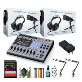 PodTrak P8 Podcast Recorder, BTA-2 Adapter, Pack of 2 Zoom ZDM-1 Mic Pack