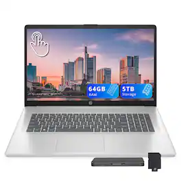 HP - 17.3 " Touchscreen Laptop, Intel Ultra 7 255U,64GB DDR5,4TB SSD, Copilot AI,Win 11,1TB Dock Set - Silver