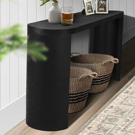 Loheer - 60 inch console table reversible curved legs oval entryway table - Black