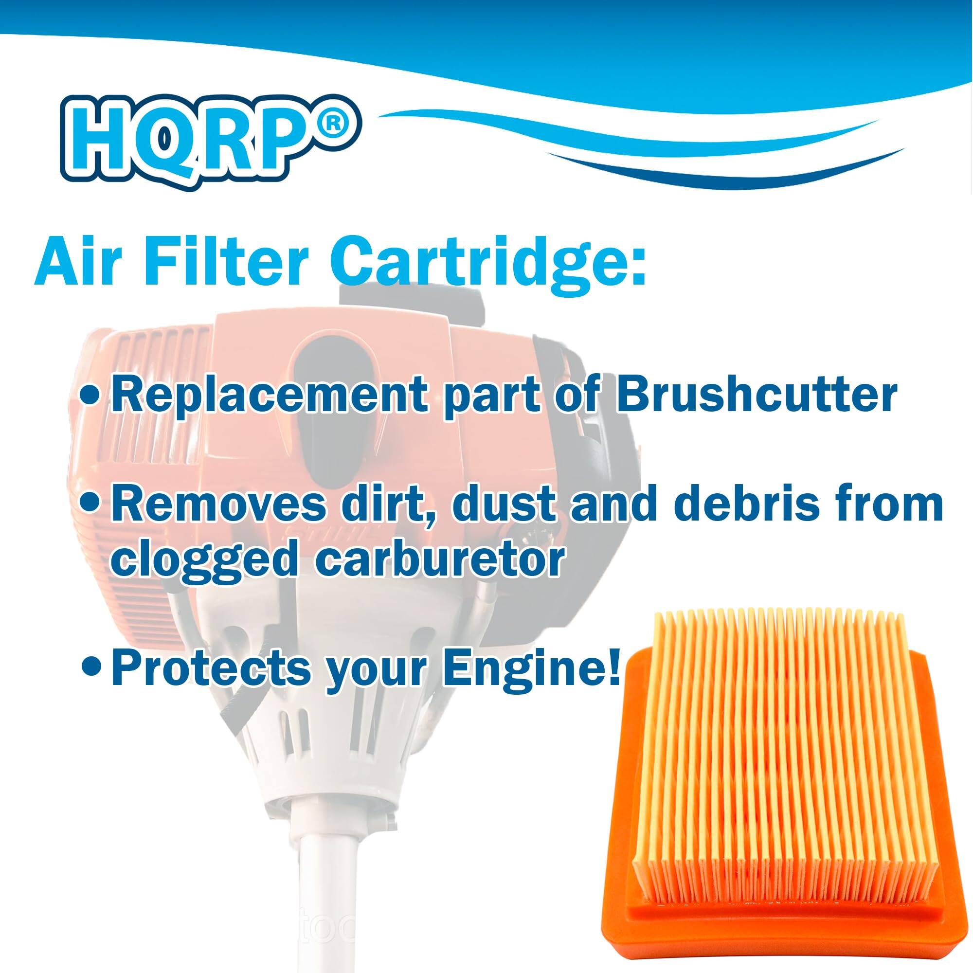 HQRP Air Filter Cartridge:  
Replacement part of Brushcutter  
Removes dirt, dust and debris from clogged carburetor  
Protects your Engine!