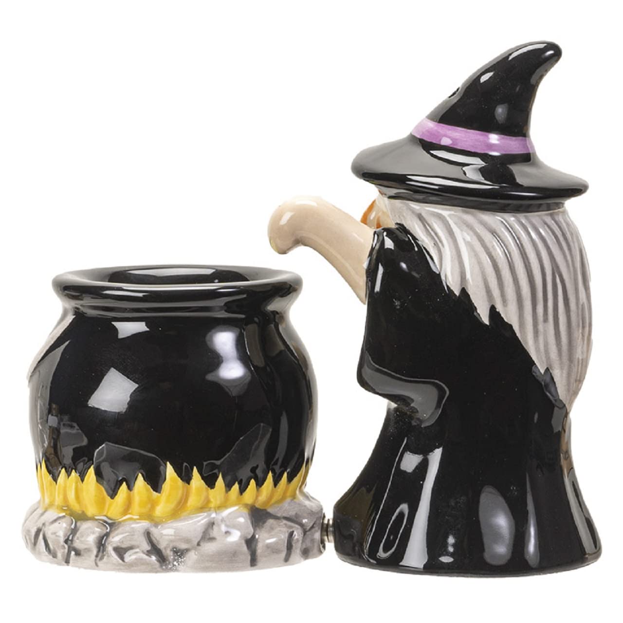 Front. Pacific Trading - Pacific Trading Witch and Cauldron Magnetic Salt and Pepper Shaker Set 2.2 Inch - Black.