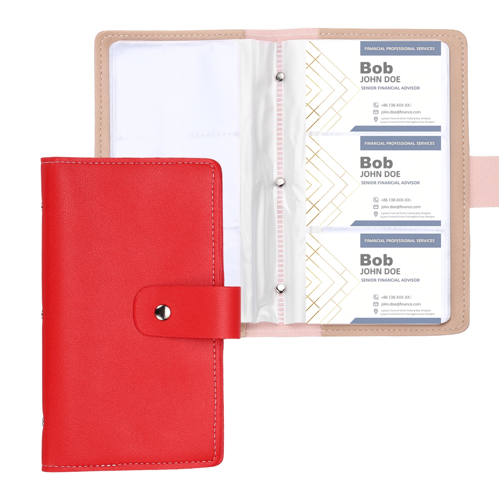 "Unique Bargains - Business Card Holder 7x4"" Leather, 2pcs Professional, 96-Capacity Organizer Binder Booklet Storage for Credit ID - Red/Pink" price history on PriceWatchPro