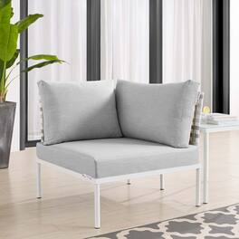 Harmony Sunbrella® Basket Weave Outdoor Aluminum Corner Chair by Modway - Taupe Gray