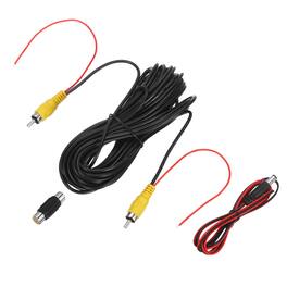 Unique Bargains - Backup Camera RCA Video Cable, Male to Male, with F-F Coupler, Detection & DC Wire for Truck/Bus/SUV - Black