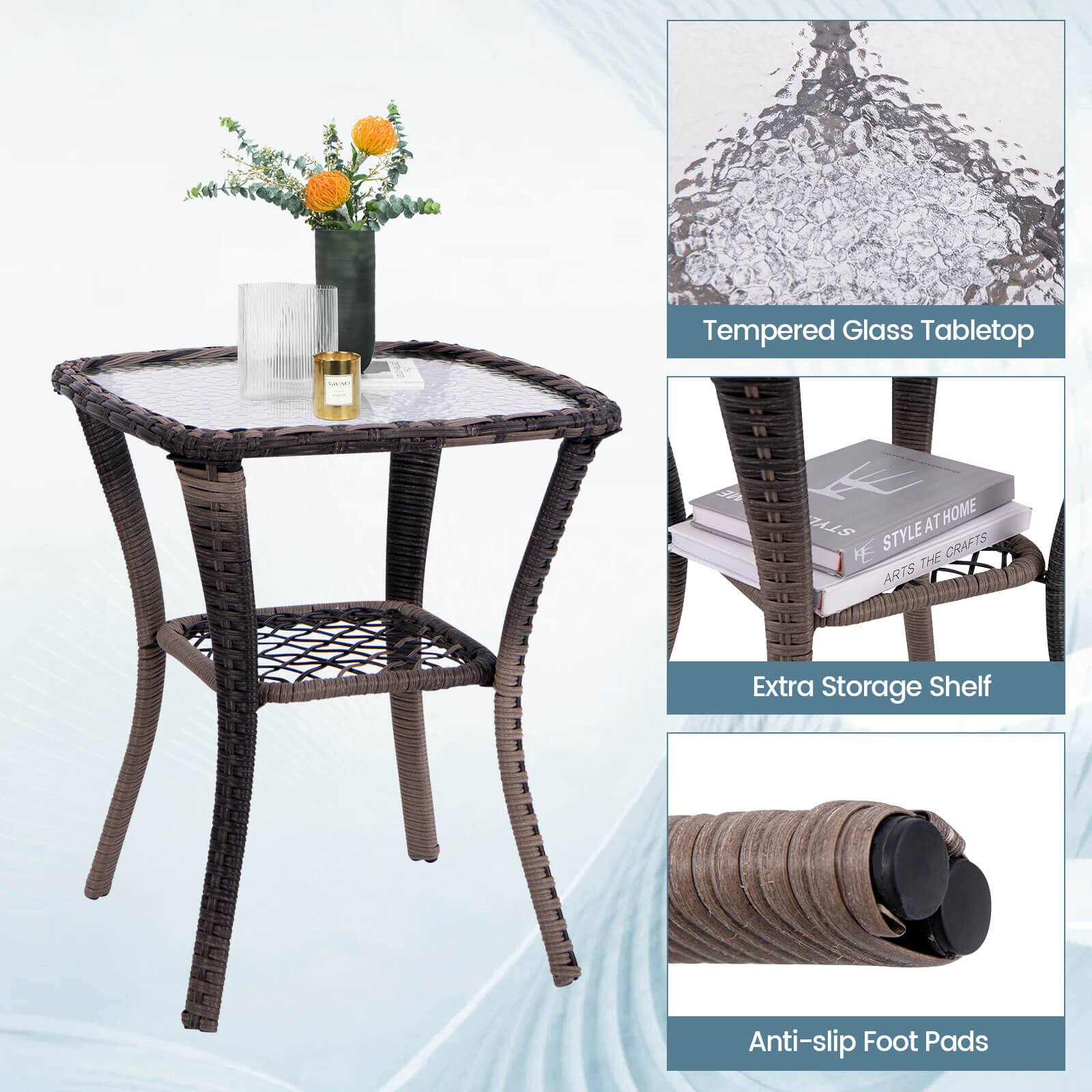 Tempered Glass Tabletop: The tabletop is made of tempered glass, which is strong and durable.

Home Style: The table is designed with a home style in mind, making it suitable for everyday use.

Style at Home: The table is stylish and can be used to enhance the aesthetics of any space.

Style Crafts: The table is crafted with attention to detail, ensuring a high-quality product.

The Arts: The table is an artistic piece that can be used to showcase creativity and style.

Extra Storage Shelf: The table comes with an extra storage shelf, providing additional space for storing items.

Anti-slip Foot Pads: The table is equipped with anti-slip foot pads to prevent accidents and ensure safety.