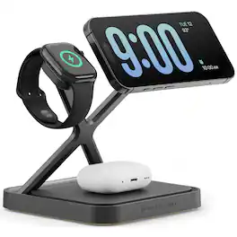 NOCO - XGrid XDS3: 3-in-1 Wireless Charging Stand – 25W Charging Station for iPhone, Apple Watch, and AirPods - Black