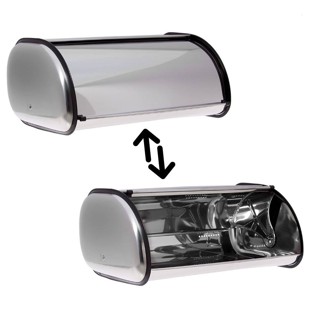 Left. Home It - Bread Box Stainless Steel Bread Storage Box - Bread Bin Storage Holder for Kitchen - 16.5x10x8 - Silver.