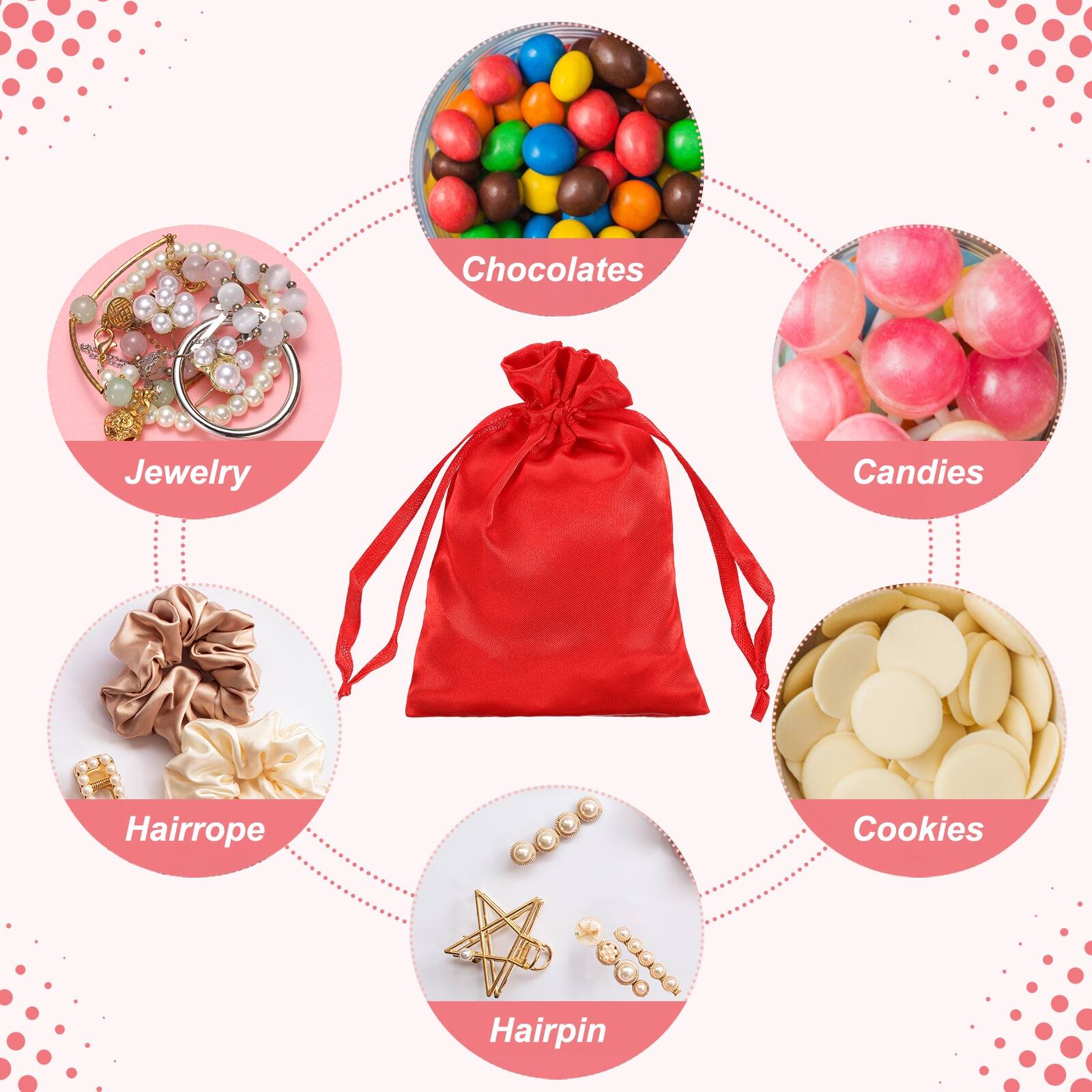 Chocolates, Jewelry, Candies, Hairrope, Cookies, Hairpin