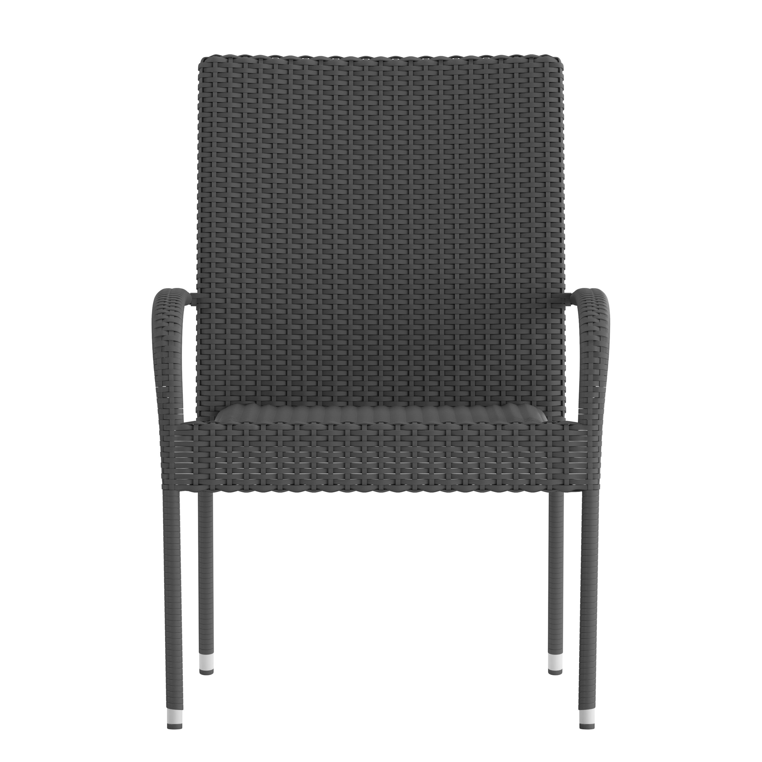 Alt View 10. Emma + Oliver - Sala Stacking All-Weather Wicker Wrapped Powder Coated Steel Patio Club Chairs for Indoor and Outdoor Use - Gray.