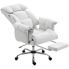 HOM - HOMCOM Executive Office Chair with Footrest, Reclining Swivel Computer Desk Chair with High Back, Adjustable Height - White