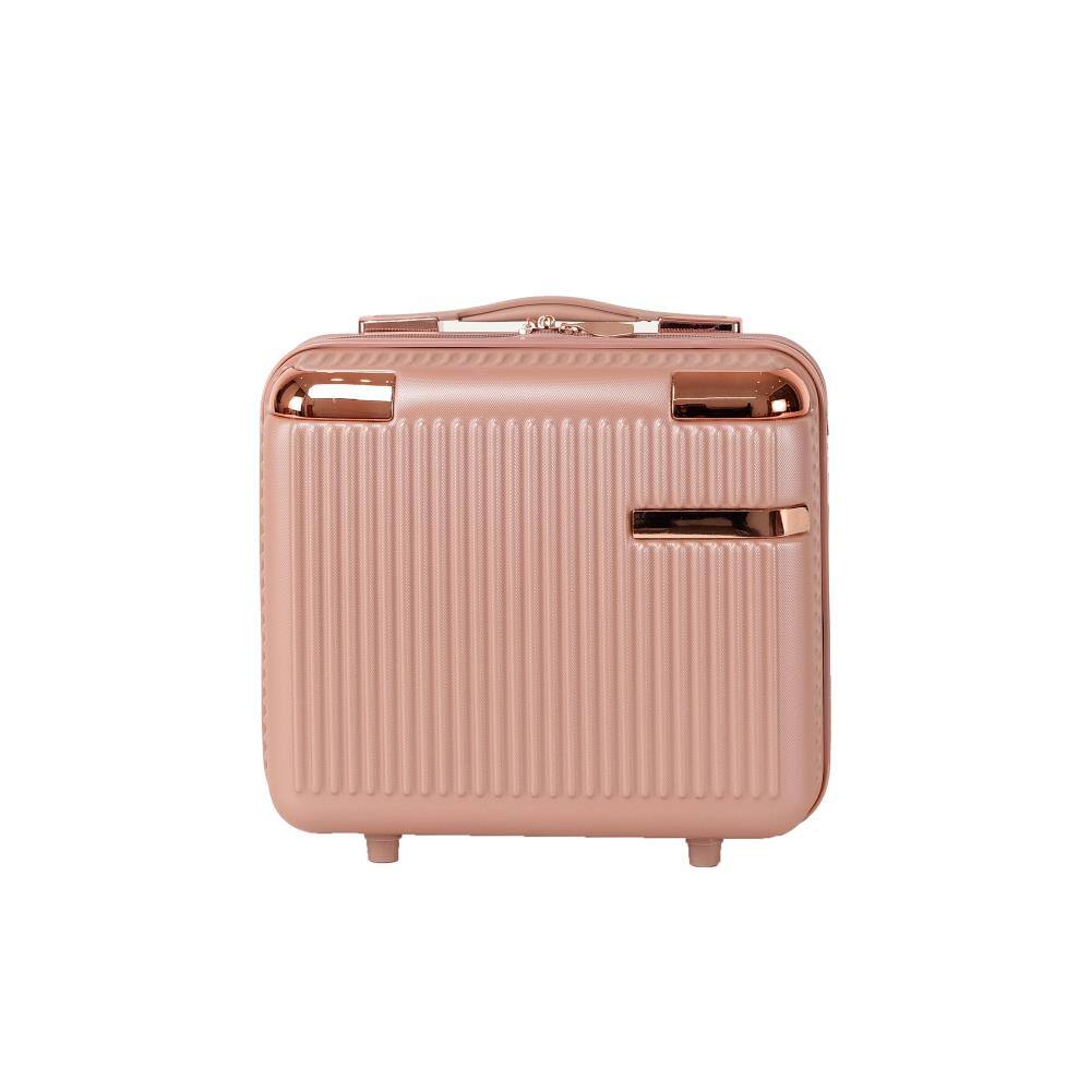 Back. BreeBe - 4 Piece Hard Luggage Set, Lightweight Suitcases with 360° Dual Spinner Wheels, Password Lock, Portable Design - Rose Gold.