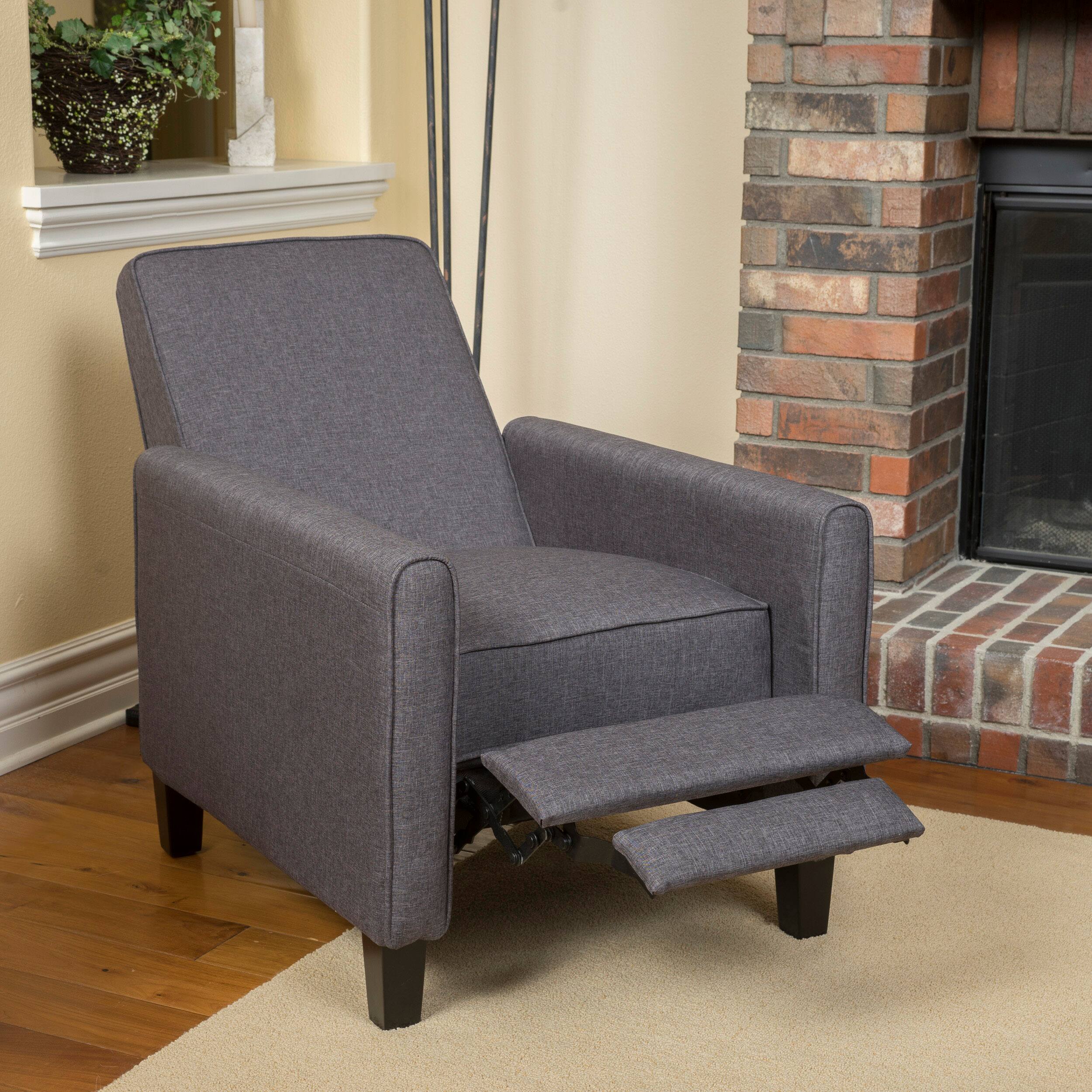 Left. TinyHomie - Smoke Fabric Push Back Chair for Elegant Home Décor - gray.
